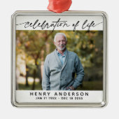 Celebration of Life Simple Script Tribute Photo Metalen Ornament (Voorkant)