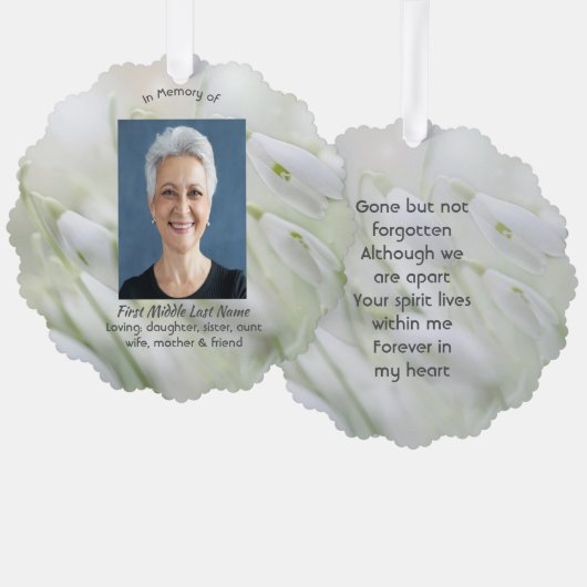 Celebration of Life Snowdrop Flowers Ornament Kaart (Voorkant / Achterkant)