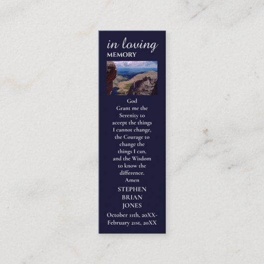 Celebration of Life Sympathie Foto Gebed Kaart Contactkaartje (Voorkant)