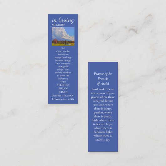 Celebration of Life Sympathie Schilderen Gebed Kaa Contactkaartje (Voorkant / Achterkant)