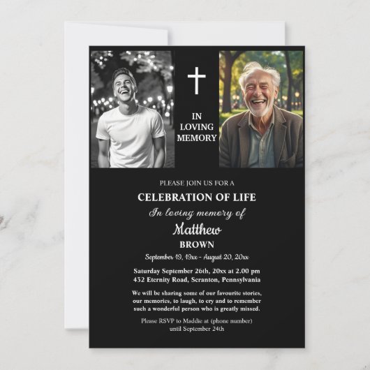 Celebration Of Life Then And Now 2 Photos Funeral Kaart (Voorkant)