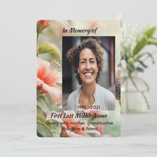 Celebration of Life Tropical Flower Hummingbird Kaart (Staand voorkant)