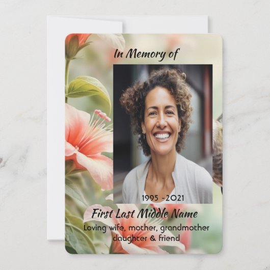 Celebration of Life Tropical Flower Hummingbird Kaart (Voorkant)