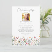 Celebration of Life Wildflower Begrafenis Foto's Kaart (Staand voorkant)