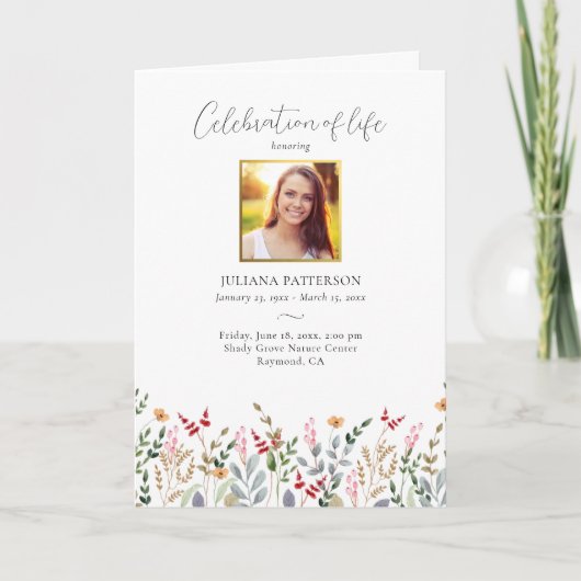 Celebration of Life Wildflower Begrafenis Foto's Programma (Voorkant)
