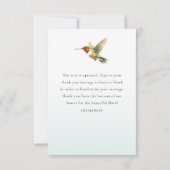 Celebration of Life Wildflowers Hummingbird Bedankkaart (Achterkant)