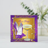 Celebration Paarse Champagne Royal Gold Party Kaart (Staand voorkant)
