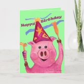 Celebration Pig Birthday Kaart (Voorkant)