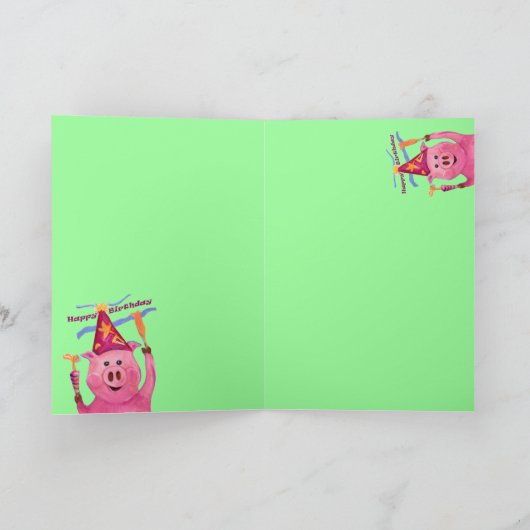 Celebration Pig Birthday Kaart (Binnen)