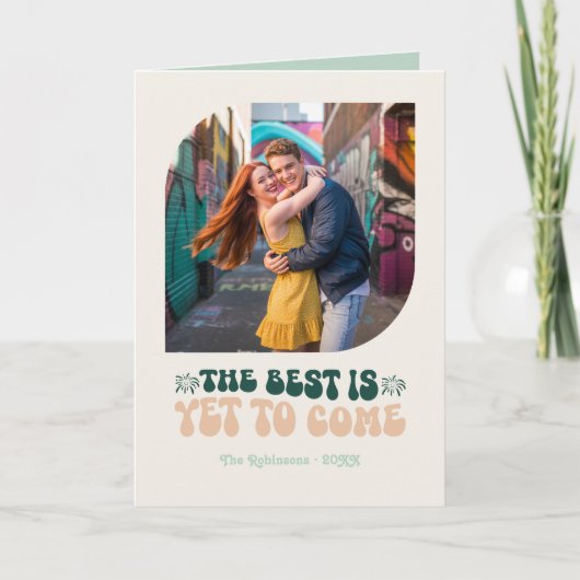 Celebration Pop Champagne Retro New Year Photo Feestdagen Kaart (Voorkant)