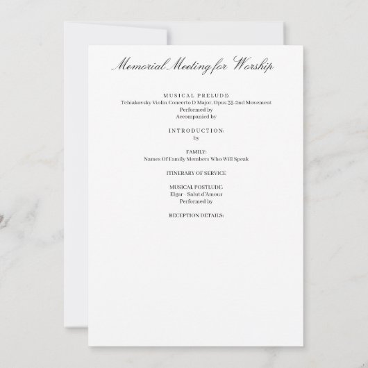 Celebration Program Kaart (Achterkant)