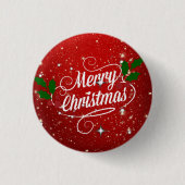 Celebration Red, Merry Kerstmis, Ronde Button 3,2 Cm (Voorkant)