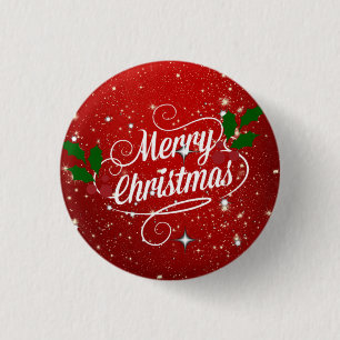 Celebration Red, Merry Kerstmis, Ronde Button 3,2 Cm