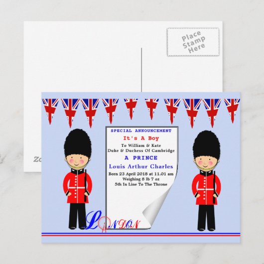 Celebration Royal Baby Prince Louis van Cambridge Uitnodiging Briefkaart (Voorkant / Achterkant)