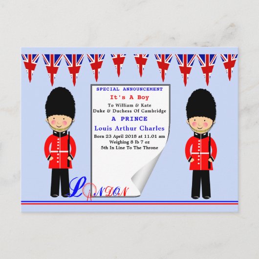 Celebration Royal Baby Prince Louis van Cambridge Uitnodiging Briefkaart (Voorkant)