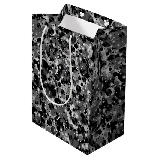 Celebration Stip-19-Black GIFT BAG M Medium Cadeauzakje (Achterkant Gekanteld)