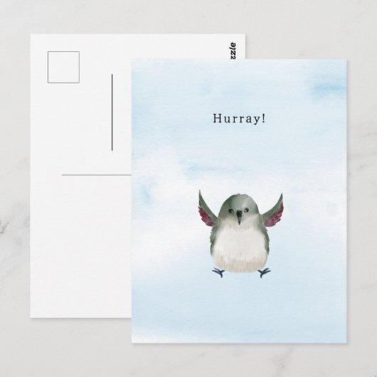 Celebrations Hurray Quote Bird Illustration Card  Briefkaart (Voorkant / Achterkant)