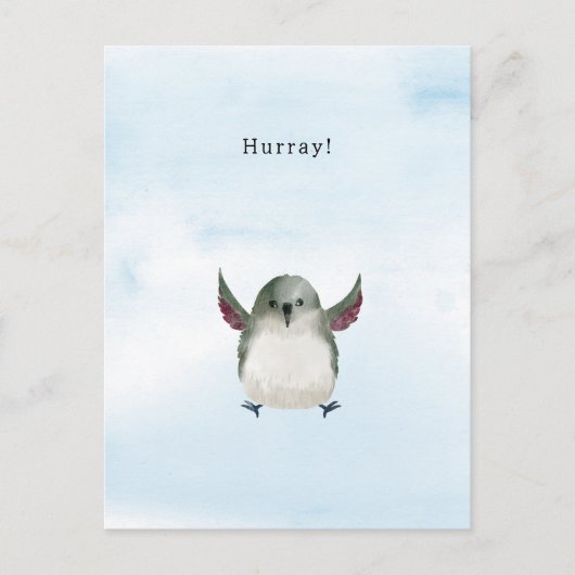 Celebrations Hurray Quote Bird Illustration Card  Briefkaart (Voorkant)