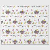 Celebratory Bird Parade Illustration Cadeaupapier (Vlak)