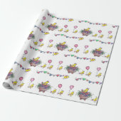 Celebratory Bird Parade Illustration Cadeaupapier (Uitgerold)