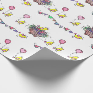 Celebratory Bird Parade Illustration Cadeaupapier