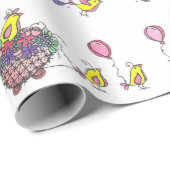 Celebratory Bird Parade Illustration Cadeaupapier (Rol Hoek)