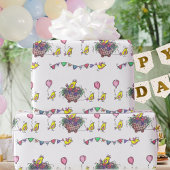 Celebratory Bird Parade Illustration Cadeaupapier