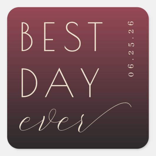 Celebratory Maroon Modern Wedding Sticker (Voorkant)