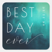 Celebratory Teal Watercolor Wedding Sticker (Voorkant)