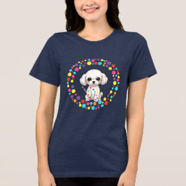 Celebreer Dot Day met mijn theekoppoedel  Tri-Blend Shirt