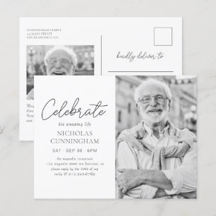 Celebreer zijn geweldige leven Eenvoudig Modern Fo Briefkaart