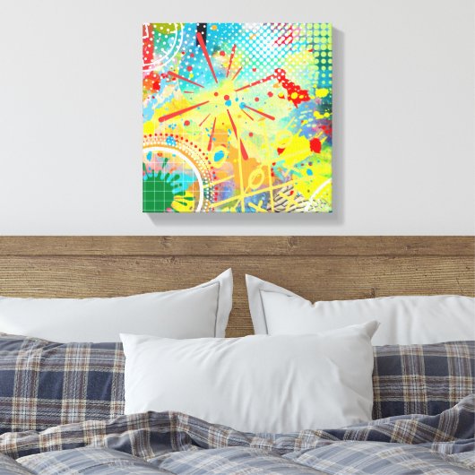 Celebrerende kleur canvas afdruk (Insitu (Slaapkamer))