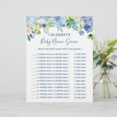 Celebrity Baby Names Game Blue Hydrangea Floral (Staand voorkant)