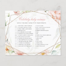 Celebrity Baby Names Girl Floral Baby shower Game
