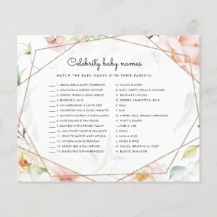 Celebrity Baby Names Girl Floral Baby shower Game