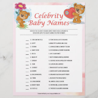 Celebrity Baby Names [Teddy Bears] Briefhoofd