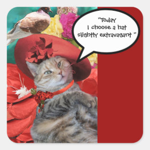 CELEBRITY CAT PRINCESS TATUS MET RED PET, PIGEON VIERKANTE STICKER