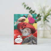 CELEBRITY CAT PRINCESS TATUS, RED PET MET PIGEON BRIEFKAART (Staand voorkant)