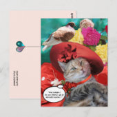 CELEBRITY CAT PRINCESS TATUS, RED PET MET PIGEON BRIEFKAART (Voorkant / Achterkant)