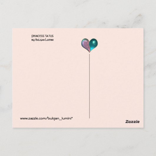 CELEBRITY CAT PRINCESS TATUS, RED PET MET PIGEON BRIEFKAART (Achterkant)