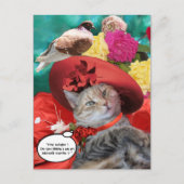 CELEBRITY CAT PRINCESS TATUS, RED PET MET PIGEON BRIEFKAART (Voorkant)