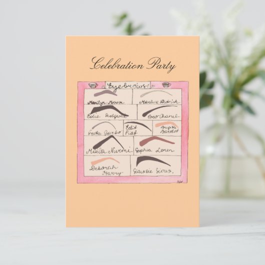 Celebrity Eyebrows ~ Invitations / RSVP Kaart (Staand voorkant)