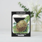 Celeriac Root Vegetable  Seed Packet Black Briefkaart (Staand voorkant)