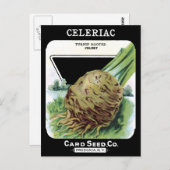 Celeriac Root Vegetable  Seed Packet Black Briefkaart (Voorkant / Achterkant)