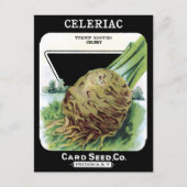 Celeriac Root Vegetable  Seed Packet Black Briefkaart (Voorkant)