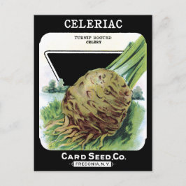 Celeriac Root Vegetable  Seed Packet Black Briefkaart