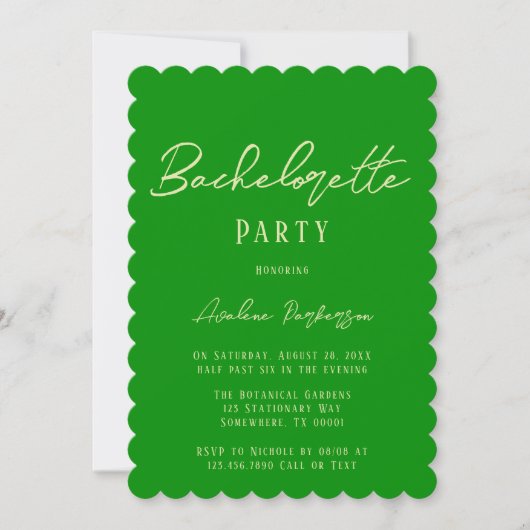 Celery Forest Green Typography Bachelorette Party Kaart (Voorkant)