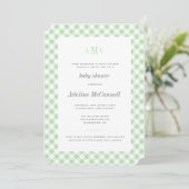 Celery Green Gingham Traditional Baby shower Kaart (Staand voorkant)