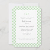 Celery Green Gingham Traditional Baby shower Kaart (Voorkant)