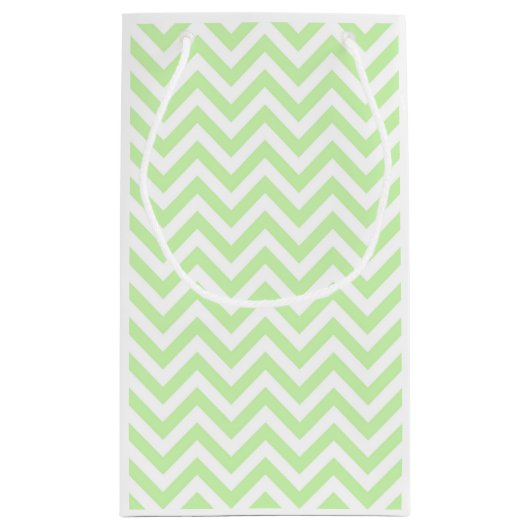 Celery Green, White Large Chevron ZigZag Pattern Klein Cadeauzakje (Achterkant)